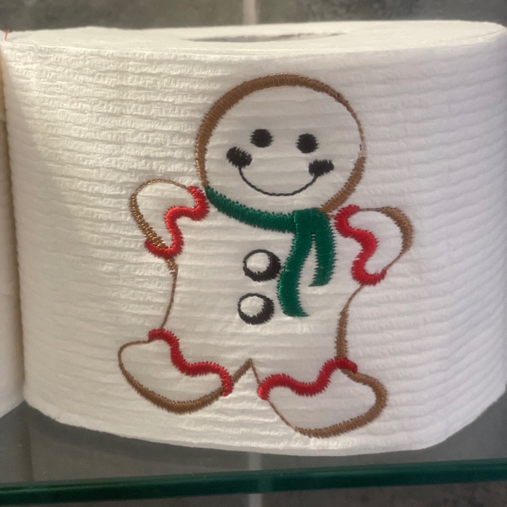 Christmas cookies! Gingerbread embroidered on Toilet Paper Really!  2 pack
